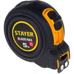 Рулетка Stayer BlackMax 5м / 19мм в ударостойком полностью обрезиненном корпусе и двумя фиксаторами 3410-05_z02 (артикул 16043697) – фото 1