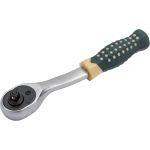 Реверсивная усиленная изогнутая трещотка с резиновой ручкой 1/4 ROCKFORCE RF-802222 (артикул 15990760) – фото 1