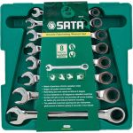 Набор комбинированных ключей с трещоткой Sata Metric пластиковый короб, 8 предметов 09079 (артикул 25797275) – фото 1
