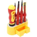 Диэлектрическая отвертка со сменными насадками BaumAuto PH0, PH2, SL3.0, SL6.0, Y1, T10, U2, трехгранная 4.0, в комплекте с пробником, 10 предметов в пластиковом футляре BM-3031210(15695) (артикул 28688024) – фото 1