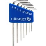 Набор шестигранных Г-образных ключей HOEGERT TECHNIK 0,71- 3 мм, CrV, 7 шт HT1W800 (артикул 17610840) – фото 1