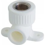 Комбинированный угольник VALFEX PP-R белый, 20х1/2 дюйма ВР, с креплением 10120020 127-0583 (артикул 16164213) – фото 1