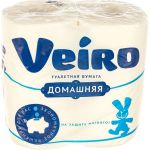 Бумага туалетная бытовая VEIRO Домашняя спайка 4 шт, 2-х слойная, белая 1с24 128024 (артикул 16093015) – фото 1