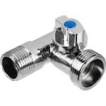 Шаровой угловой трехпроходной кран FRESSO 1/2""х3/4""х1/2"", ВР-НР-НР, хром 554-446 (артикул 19512738) – фото 1