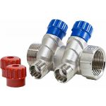 Коллектор с вентилем Valtec 2 выхода 3/4х 1/2 НР, никель VTc.560.N.0502 74965 (артикул 15507900) – фото 1