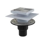 Сливной трап Alca Plast APV4444 150х150, 50 75, подводка – прямая, решетка – нержавеющая сталь 00031546 (артикул 16470957) – фото 1