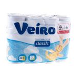 Бумага туалетная бытовая VEIRO Classic спайка 24 шт, 2-х слойная, белая 5с224 127072 (артикул 16093011) – фото 1