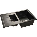 Мойка GRANFEST QUADRO GF-Q--775KL мрамор, 1.5-чаши+крыло, 765х495 мм, черный Q-775 KL чер (артикул 16220664) – фото 1