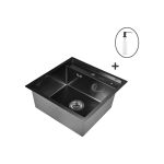 Кухонная мойка из нержавеющей стали WISENT 5050B с PVD покрытием, 50x50 см, с дозатором WS35050B/W405B/WGER010 (артикул 21211516) – фото 1