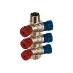 Коллектор никелированный с вентилями (3/4""; 3 х 1/2"") Valtec VTc.560.N.0503 74970 (артикул 15507902) – фото 1
