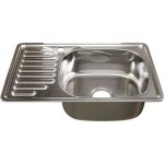Врезная мойка mixline 42х66х18 см, 0.8, правый выпуск 3 1/2, с сифоном 536117 (артикул 16615682) – фото 1
