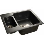 Мойка GRANFEST STANDART GF-S-615K мрамор, 1.5 чаши, 612х495 мм, черный S-615 K чер (артикул 16220804) – фото 1