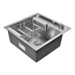 Кухонная мойка из нержавеющей стали WISENT 5050 50x50 см, c раздвижным коландером и дозатором WS35050/W302644/W405A/WGER010 (артикул 21211276) – фото 1