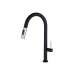 Смеситель для кухни SHIMIZU с выдвижным изливом и режимом душ Lux Black High-S pull smz 1006566 (артикул 16530592) – фото 1