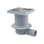 Трап Alca Plast регулирующий, горизонтальный выпуск, гидрозатвор, Дн50 решетка нерж сталь, 150х150 мм APV5411 004-0794 (артикул 16714266) – фото 1