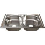 Врезная мойка mixline 46х81х18 см, 0.8, 2 чаши, выпуск 3 1/2, с сифоном 532312 (артикул 16616084) – фото 1