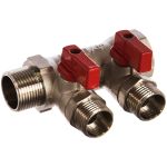 Коллектор с кранами (3/4""; 2 х 1/2"") Valtec VTc.580.N.0502 78042 (артикул 15507906) – фото 1