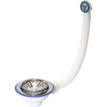 Перелив для мойки Unicorn 3 1/2"", 112 мм, с нержавеющей сеткой, круглый, винт, шток, ручка-пластик E156P 534512 (артикул 21307636) – фото 1