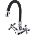 Смеситель для кухни LEDEME гибкий шланг, крест, чёрный, L1319-2 65841 (артикул 16108262) – фото 1