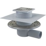 Трап Alca Plast регулирующий, горизонтальный выпуск, комбинированный затвор, Дн50 решетка нерж сталь, 105х105 мм APV1324 004-0795 (артикул 16714466) – фото 1