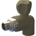 Радиаторный кран ПОЛИТЭК 20x1/2 угловой PPR, серый 9910022012с (артикул 24343473) – фото 1