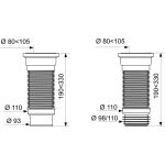 Труба для унитаза Wirquin PUSH-FIT гофр., армир., L190-330 мм, D110 мм 70984969 (артикул 22118877) – фото 1