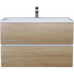 Подвесная тумба с раковиной для ванной uperwood Barsa_80 см, раковина белая, тумба белая/дуб сонома 293020534 (артикул 23968773) – фото 1