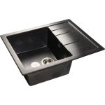 Мраморная мойка GRANFEST QUADRO GF-Q--650L чаша с крылом 650*500 мм черный Q-650 L (артикул 16220819) – фото 1