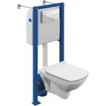 Комплект Cersanit унитаз CARINA XL CO DPL EO slim инсталляция VECTOR, кнопка CORNER пластик белый 64119 (артикул 25031859) – фото 1