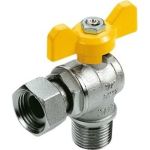 Кран сгон Tiemme НН 1/2 газовый угловой бабочка желтая 2220002 (артикул 16422868) – фото 1