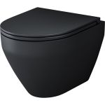 Подвесной унитаз AM.PM Spirit V2.0 FlashClean с сиденьем микролифт, черный матовый C701700MBSC (артикул 23653515) – фото 1