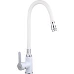 Смеситель для кухни FRAP 35к F4041 гибкий излив, гайка, боковая, белый 537591 (артикул 16612106) – фото 1