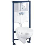 Набор 4 в 1 Grohe Solido с подвесным унитазом Lecico Perth, сиденьем и панелью смыва Skate Air 39192000 (артикул 16253166) – фото 1