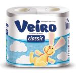 Бумага туалетная бытовая VEIRO Classic спайка 4 шт, 2-х слойная, белая 5с24 123208 (артикул 16093215) – фото 1