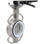 Дисковый затвор DN.ru 316L-316L-PTFE Ду50 Ру16, нержавеющая сталь, PTFE, с ручкой D050-01717 (артикул 18080125) – фото 1