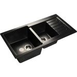 Мойка GRANFEST PRACTIK GF-P 980 KL мрамор, 2 чаши, с крылом, 980х510 мм, черный P-980 KL (артикул 16220273) – фото 1