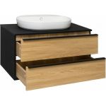 Тумба RUNO Мальта 70 дуб/черный, под умывальник Moduo Square 50/Гамма 56 00-00001097 (артикул 21586552) – фото 1