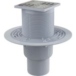 Сливной трап Alca Plast 105х105/50/75, подводка-прямая, решетка-нержавеющая сталь, гидрозатвор APV2311 (артикул 18742584) – фото 1