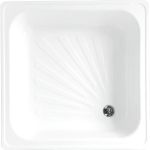 Стальной поддон Loranto квадратный 80x80x15 толщина стенок 0,9 мм, отверстие для слива 5 см 77018 (артикул 22199889) – фото 1