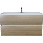 Тумба с раковиной для ванной uperwood Barsa_100 см, раковина белая, подвесная тумба белая/дуб сонома 293020535 (артикул 25246887) – фото 1