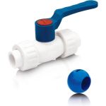 Кран шаровой Blue Ocean полипропиленовый (шар ABS) с 2 сгонами ХВС - 20 PPRF/BVUA-CW/PPR(W)-20 (артикул 16571690) – фото 1