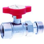 Шаровой кран FARс американкой, хром, 1"", красная ручка FS 3052 1R (артикул 23242257) – фото 1