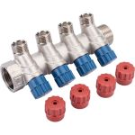 Коллектор с вентилем Valtec 4 выхода х 1х 1/2 НР, никель VTc.560.N.0604 38489 (артикул 15507903) – фото 1