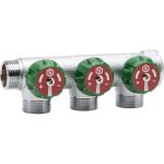 Регулирующий коллектор STOUT 3/4, 3 отвода 1/2 плоское уплотнение SMB-6849-341203 RG008UJEV9C1F4 (артикул 16422110) – фото 1