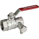 Шаровой кран Giacomini, R250DS, 1"", ВВ, ручка-рычаг красный, хромированный, со сливом R250SX005 (артикул 21915286) – фото 1