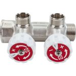 Коллектор с регулирующими вентилями VALTEC 3/4х2 выход, 1/2 наружная, на подающий трубопровод VTc.570.N.0502 (артикул 16007067) – фото 1
