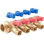 Коллектор с шаровыми кранами PROFACTOR в/н 1" х 4 вых 1/2"нар PF MV 265.4 (артикул 23242617) – фото 1