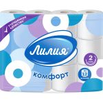 Туалетная бумага Лилия Комфорт 2слоя 12рулонов 193 (артикул 27753222) – фото 1
