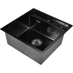 Комплект кухонная мойка WISENT из нержавеющей стали, с pvd покрытием, 50x50 см, с раздвижным коландером и дозатором WS35050B/W302644B/W405B/WGER010 (артикул 26036657) – фото 1