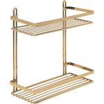 Полка в ванную TEKNO-TEL ES067G прямая, 2 яруса, 25х12х27, золотистый ES067G (артикул 16397358) – фото 1